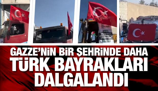 Gazze’nin bir şehrinde daha Türk bayrakları dalgalandı