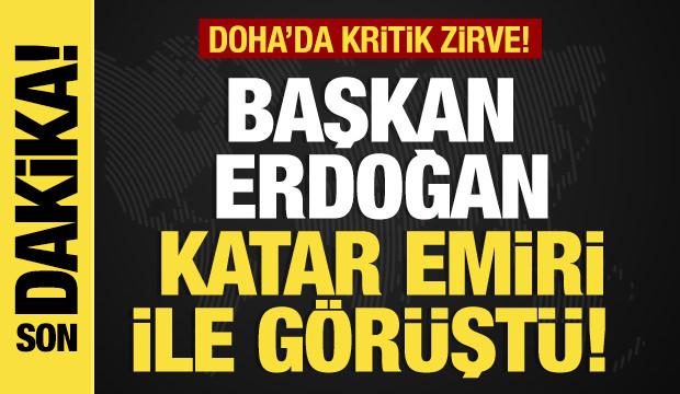 Son dakika...Cumhurbaşkanı Erdoğan, Katar Emiri Al Sani ile bir araya geldi