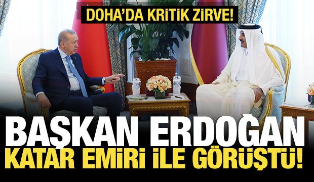 Son dakika...Cumhurbaşkanı Erdoğan, Katar Emiri Al Sani ile bir araya geldi