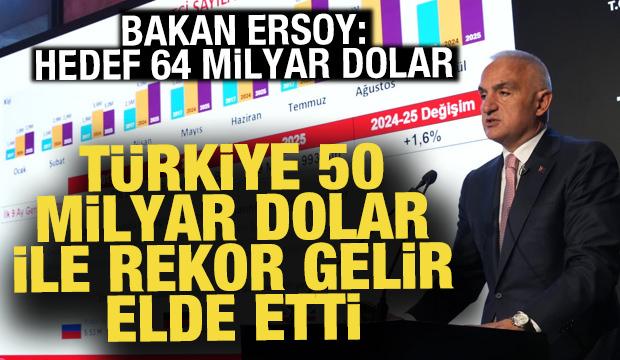 Bakan Ersoy: Turizmde rekor gelir! 9 ayda 50 milyar doları aştı