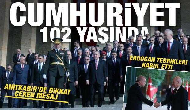 Cumhurbaşkanı Erdoğan ve devlet erkanı Anıtkabir'de: Yolumuzdan dönmeyeceğiz