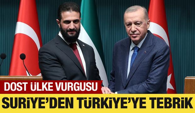 Suriye'den Türkiye'ye tebrik