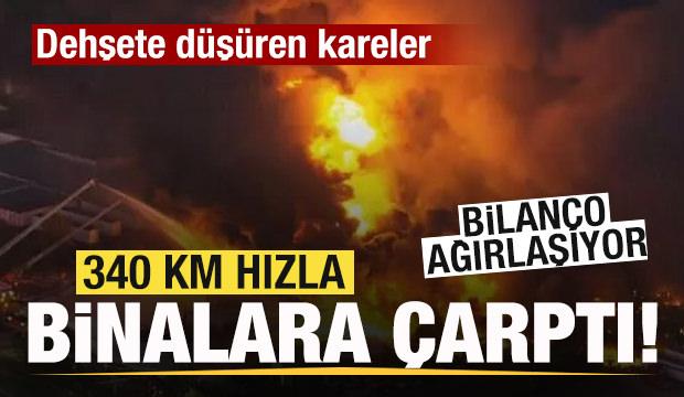 ABD'de uçak düştü! 340 km hızla binalara çarptı! Ağır bilanço! Dehşete düşüren kareler