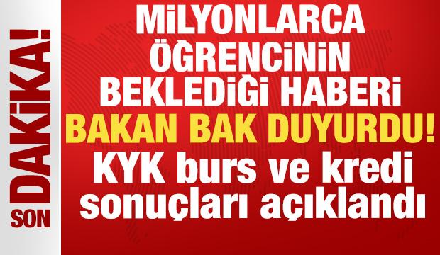 Bakan Bak duyurdu: KYK burs ve kredi sonuçları açıklandı