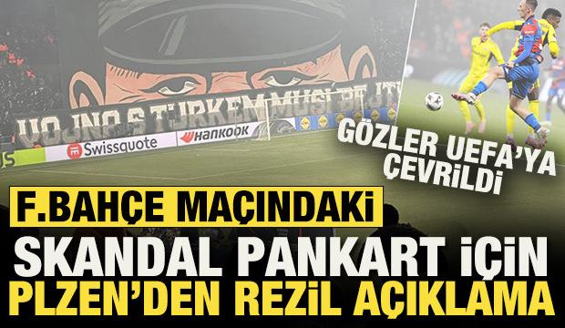 Fenerbahçe maçındaki skandal pankart için Plzen'den daha rezil açıklama: Aslında...