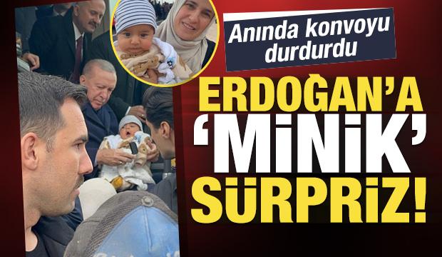 Cumhurbaşkanı Erdoğan, Adıyaman’da 4 aylık bebeği sevmek için konvoyu durdurdu