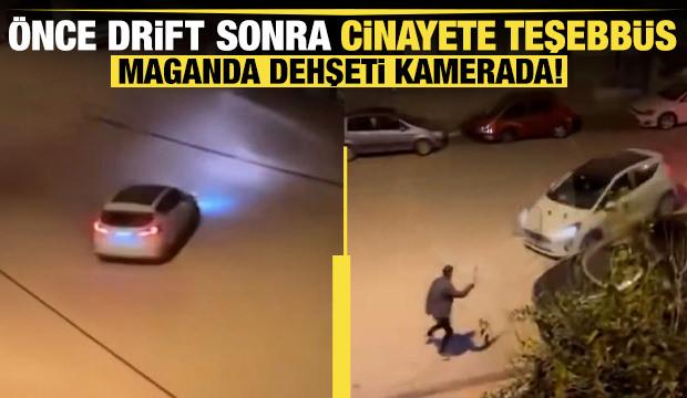 Drift atan maganda, tepki gösterenleri ezmeye çalıştı!