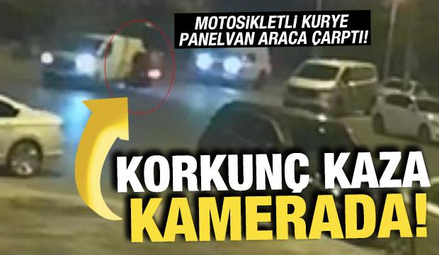 Tekirdağ'da motosikletlinin ağır yaralandığı kaza kamerada