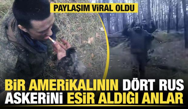 Ukrayna saflarındaki bir Amerikalının dört Rus askerini esir aldığı anlar