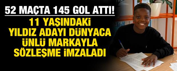 52 maçta 145 gol attı! 11 yaşındaki yıldız adayı dünyaca ünlü markayla sözleşme imzaladı