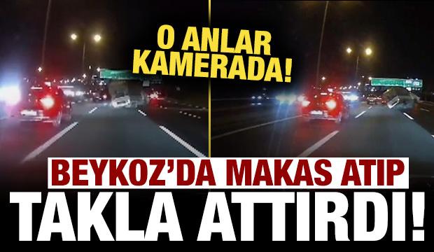 Beykoz'da makas atıp, kamyona takla attırdı: O anlar kamerada!