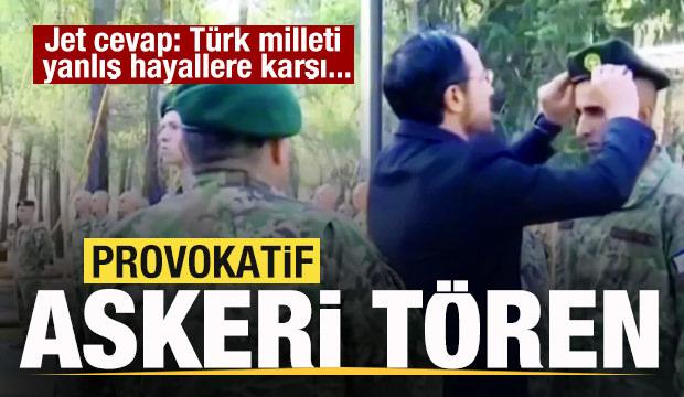 Provokatif askeri tören! Jet cevap: Türk iradesi karşısında karşılık bulamayacak