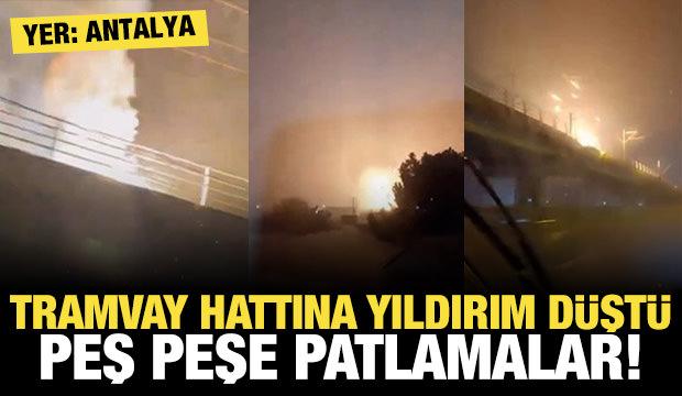 Tramvay hattına yıldırım çarptı! Peş peşe patlamalar oldu