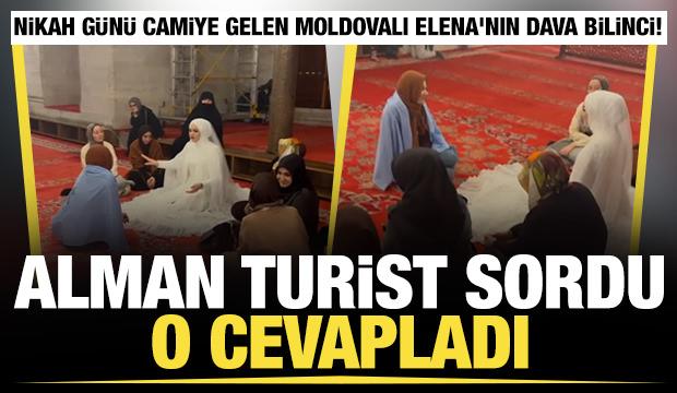 Moldovalı Elena nikah günü gelinliğiyle camiye gitti, turiste İslam'ı anlattı