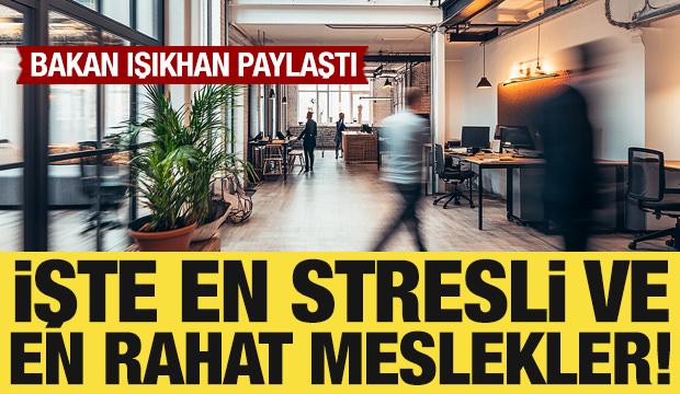 Bakan Işıkhan en stresli ve en rahat meslekleri açıkladı