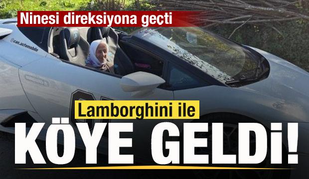 Lamborghini ile köye geldi, ninesi direksiyona geçti