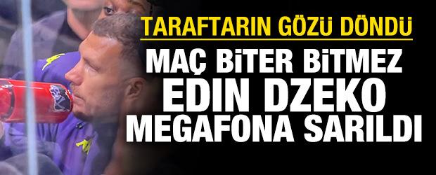 Maç biter bitmez Dzeko megafona sarıldı: Taraftarın gözü döndü