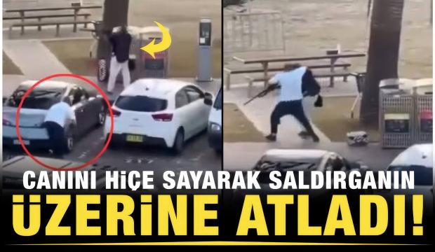 Avustralya'da kara pazar! Saldırganın üzerine atlayan kahraman adam kameralara yansıdı