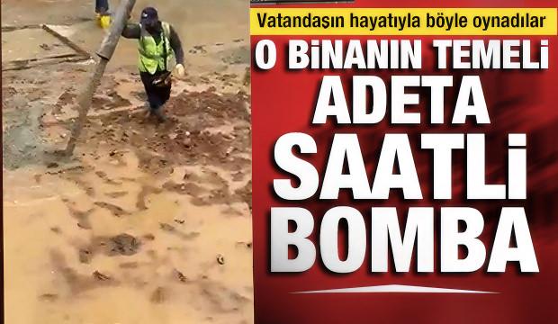 Felakete davetiye! Su dolu temele beton döktüler