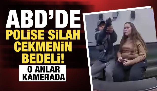 ABD'de polise silah &ccedil;eken 21 yaşındaki gencin akıbeti kamerada!