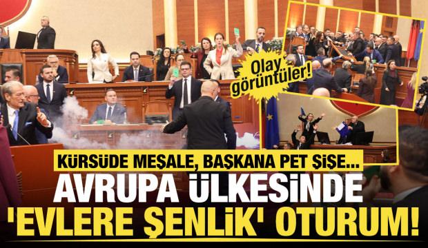 Avrupa &uuml;lkesinde 'evlere şenlik' oturum: K&uuml;rs&uuml;de meşale, başkana pet şişe...