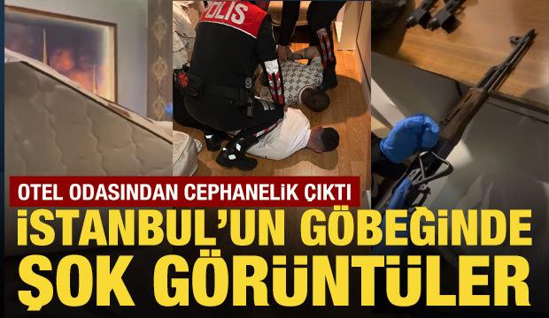Beşiktaş&rsquo;ta otel odasına baskın; yatağın altından kalaşnikof &ccedil;ıktı