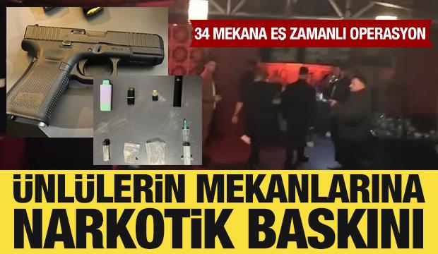İstanbul'da 34 adrese operasyon: &Uuml;nl&uuml;lerin mekanlarına narkotik baskını!
