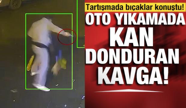 İstanbul'da oto yıkamacıda &ccedil;ıkan kavga izleyenlerin kanını dondurdu!