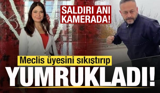 Meclis &uuml;yesini sıkıştırıp, aracı yumrukladı! Saldırı anı kamerada!