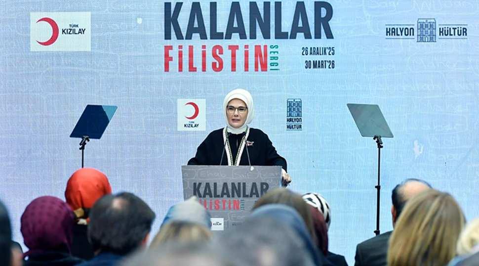 Emine Erdoğan "Kalanlar" Filistin Sergisi'nin a&ccedil;ılışında konuştu