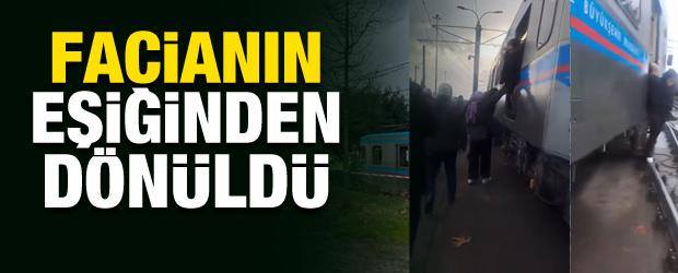 Topkapı İstasyonu'nda tramvay raydan &ccedil;ıktı! Yolcular tahliye edildi