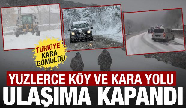 T&uuml;rkiye kara g&ouml;m&uuml;ld&uuml;: Y&uuml;zlerce k&ouml;y ve kara yolu ulaşıma kapandı!
