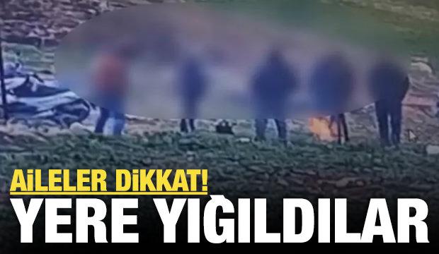 Uyuşturucu kullandığı iddia edilen 6 kişinin yere yığıldığı anlar g&uuml;venlik kamerasında