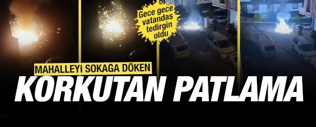 Arnavutk&ouml;y'de elektrik kabloları bomba gibi patladı, mahalleli sokağa d&ouml;k&uuml;ld&uuml;