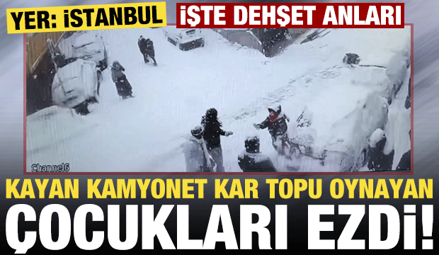 Yer: İstanbul! Karda kayan kamyonet kar topu oynayan &ccedil;ocukları altına aldı!