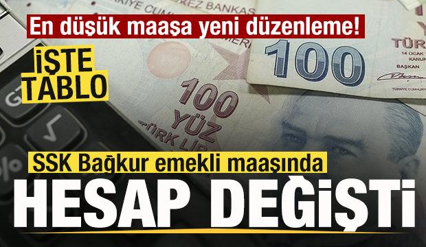 En d&uuml;ş&uuml;k emekli maaşına d&uuml;zenleme! SSK Bağkur emekli maaşı hesabı değişti! İşte tablo