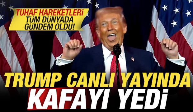 Trump canlı yayında kafayı yedi! Tuhaf hareketleri t&uuml;m d&uuml;nyada g&uuml;ndem oldu