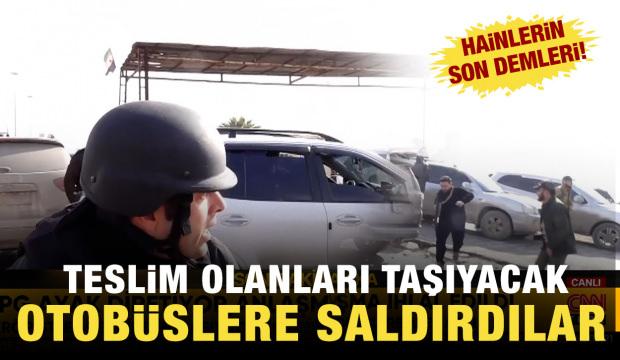 YPG'li ter&ouml;ristler teslim olanları taşıyacak otob&uuml;slere ateş a&ccedil;tı