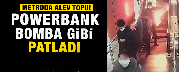 &Ccedil;in metrosunda bir yolcunun powerbanki bomba gibi patladı! 