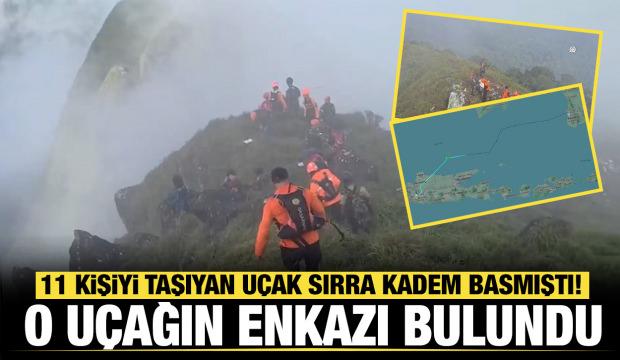 Endonezya'da 11 kişiyi taşıyan u&ccedil;ak sırra kadem basmıştı...Enkazı bulundu!