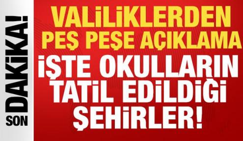 Son dakika: Valiliklerden peş peşe a&ccedil;ıklama! 13 Ocak'ta okulların tatil edildiği iller...