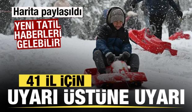 T&uuml;rkiye beyaza b&uuml;r&uuml;necek! Yeni harita paylaşıldı! 41 il son dakika kar uyarısı