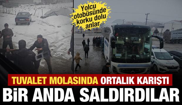 Tuvalet molasında neye uğradıklarını şaşırdılar! Muş'tan Bursa'ya giden otob&uuml;se saldırı