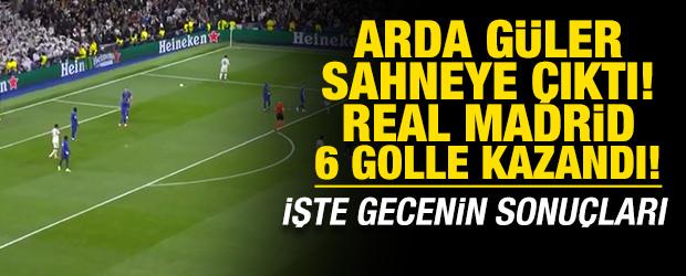 Arda G&uuml;ler sahneye &ccedil;ıktı! Real Madrid 6 golle kazandı! Devler Ligi'nde gecenin sonu&ccedil;ları