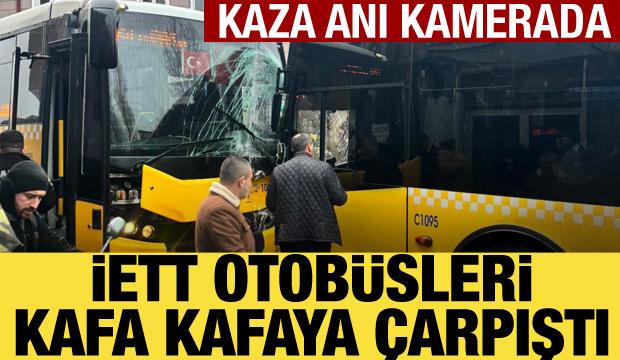Beykoz'da 2 İETT otob&uuml;s&uuml; kafa kafaya &ccedil;arpıştı