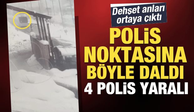 Bitlis'te yolcu otob&uuml;s&uuml;n&uuml;n polis noktasına &ccedil;arpma anı: 4 polis yaralı