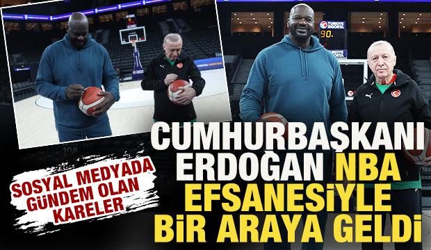 Cumhurbaşkanı Erdoğan, NBA efsanesi Shaquille O&rsquo;Neal ile bir araya geldi