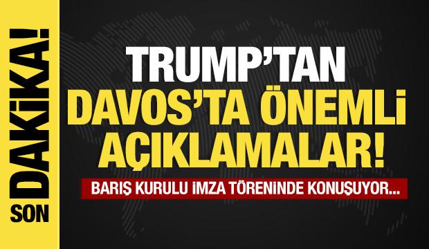 Son dakika... Trump, Davos'taki imza t&ouml;reninde konuşuyor! 