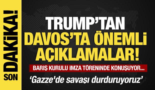 Son dakika... Trump, Davos'taki imza t&ouml;reninde konuşuyor! 