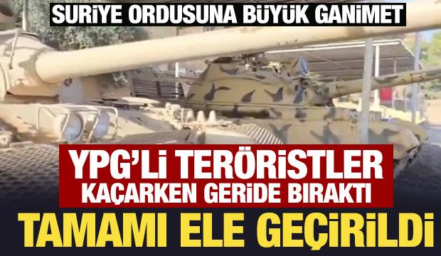 Suriye ordusu, YPG'li ter&ouml;ristlerin ka&ccedil;arken geride bıraktığı tankları ele ge&ccedil;irdi